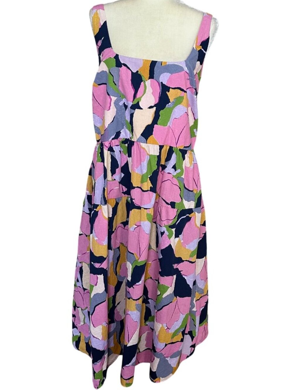 Ava & Viv Abstract Floral Sundress Plus 3X Smocked Cotton Midi Pockets